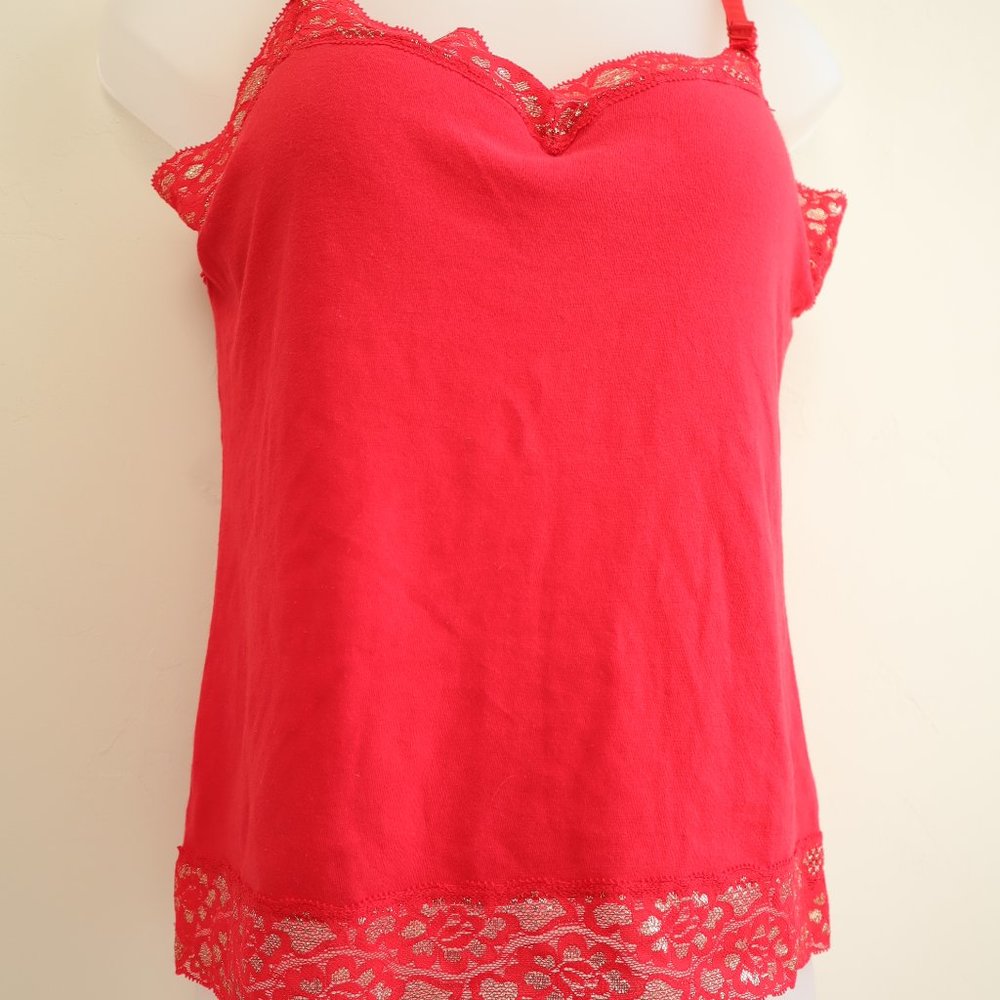 Bongo Red Lace Camisole Top, Sexy Top Lingerie, Women's Tank Top